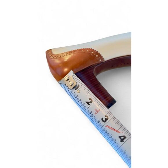 Ralph Lauren Spectator Pumps 9B Brown White Leather Made in Italy, Unworn - Picture 10 of 10